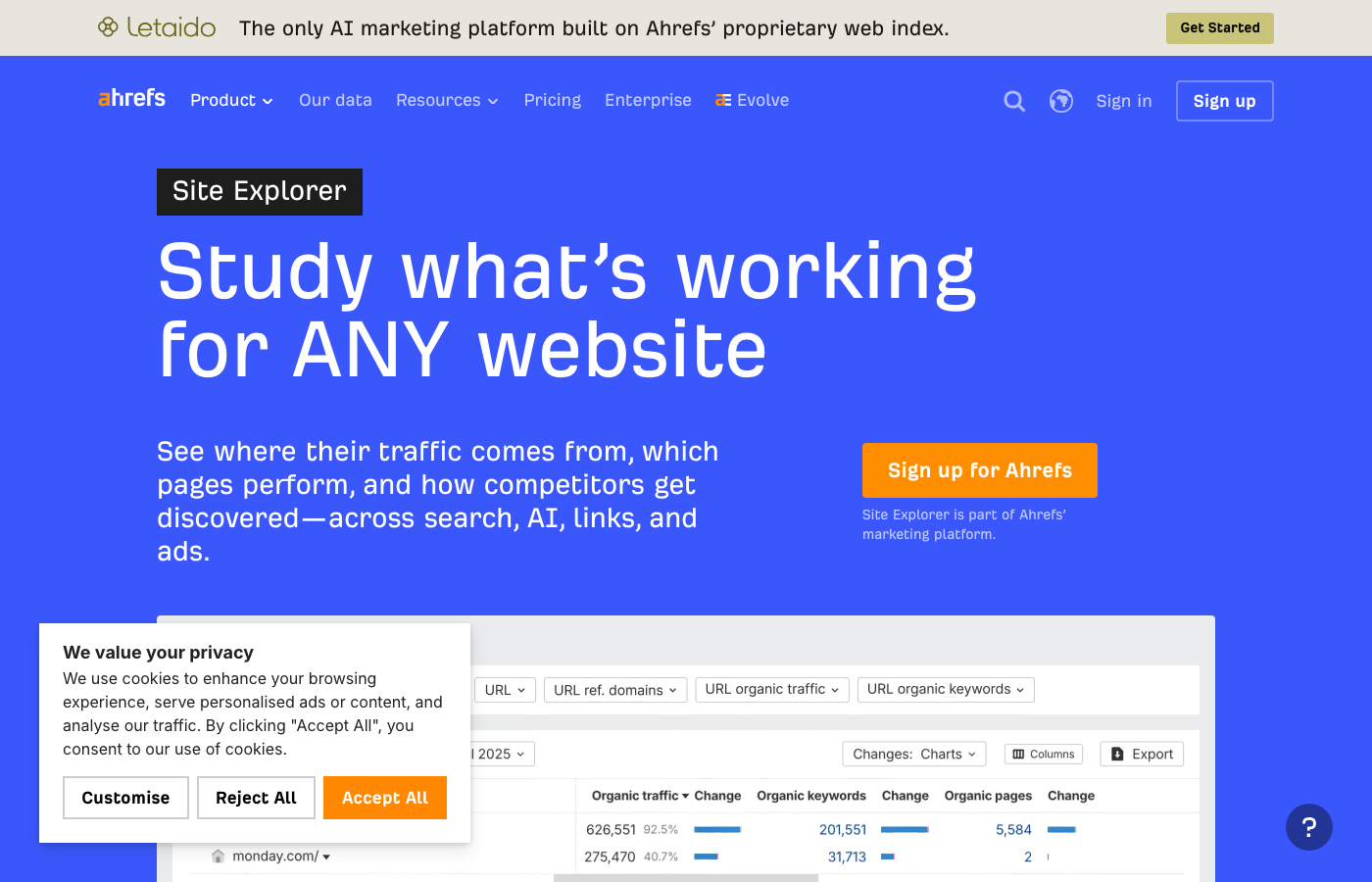 Ahrefs Site Explorer