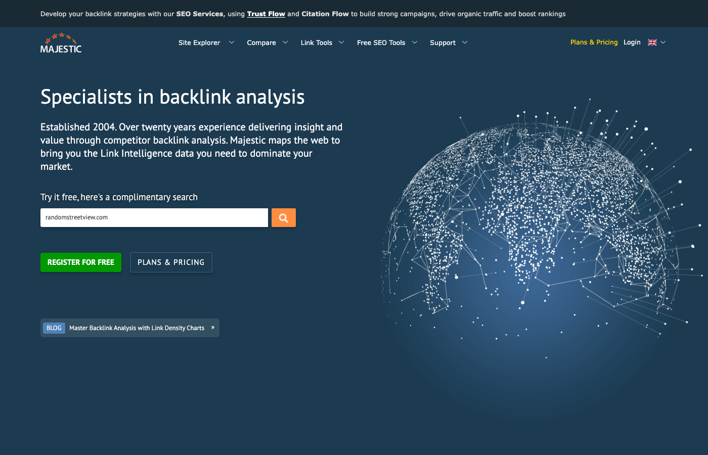 Majestic homepage