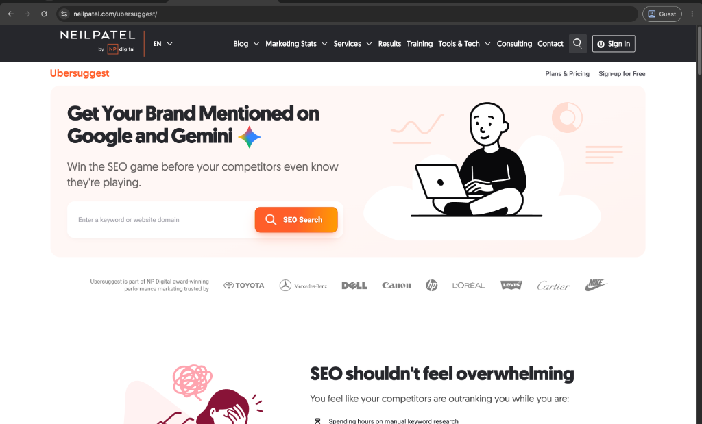 Ubersuggest dashboard
